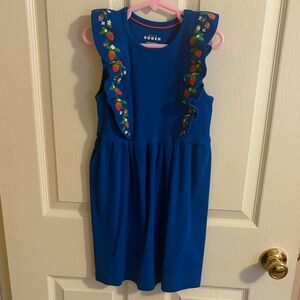 Mini Boden Blue Dress with Floral Embroidery
